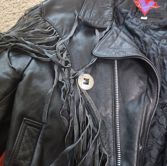Vintage Verducci Black Leather Fringe Jacket - Picture 4 of 12